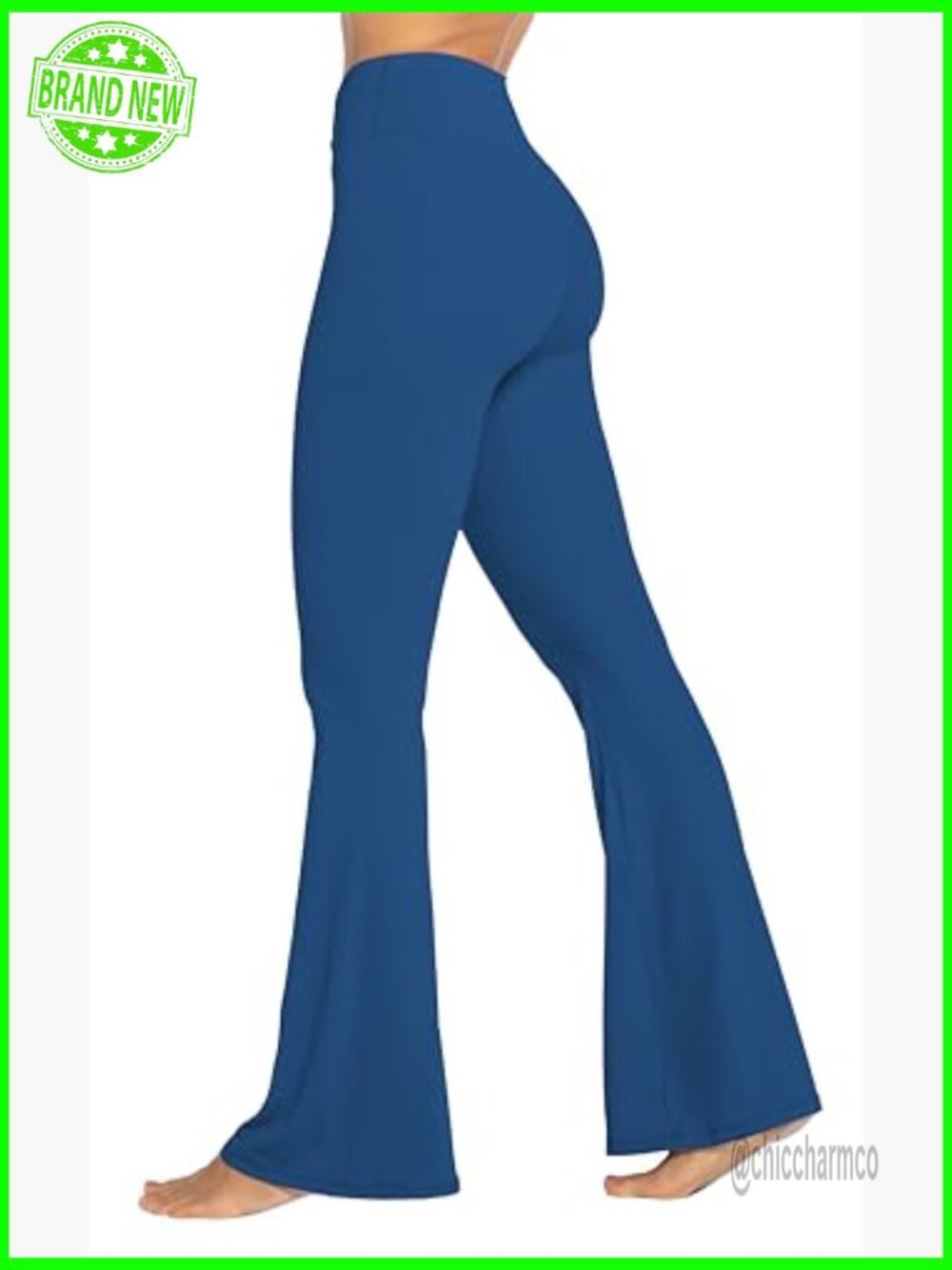 High-Waisted Flare Leggings with Tummy Control, Crossover Yoga Pants - Picture 4 of 7